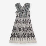 Midi Dress Aqua Arrow Print Ruffle Detail