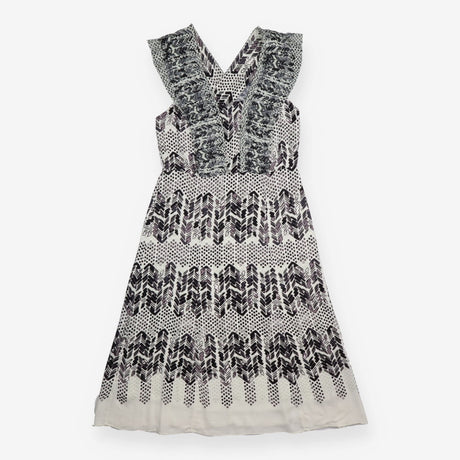 Midi Dress Aqua Arrow Print Ruffle Detail
