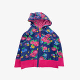Navy and pink floral zip hoodie 