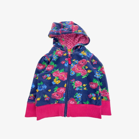 Navy and pink floral zip hoodie 