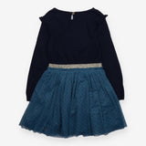 Dress Long Sleeve Navy with Tulle Skirt