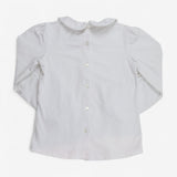 T-shirt l/s white collared button back