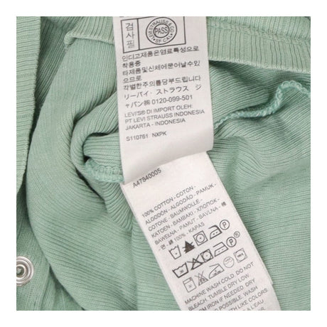 Top Short Sleeve Green Ribbed Pointelle Cropped