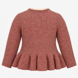 Cardigan Pink Knit Scallop Trim Button Front