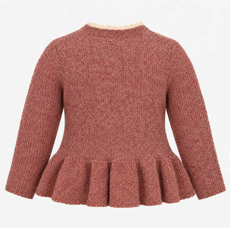 Cardigan Pink Knit Scallop Trim Button Front
