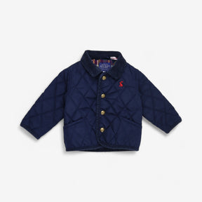 Navy quilted Coat with cord elbow patches