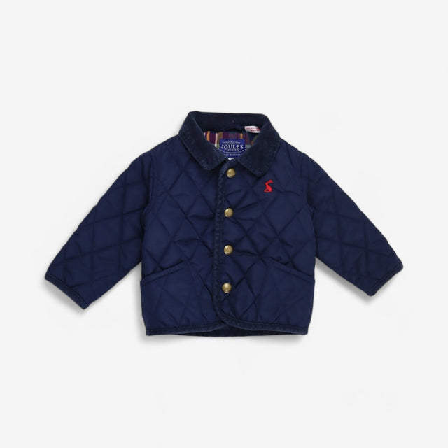 Navy quilted Coat with cord elbow patches