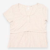 Dress Henley Overlay Jersey Short Sleeve Oatmeal B