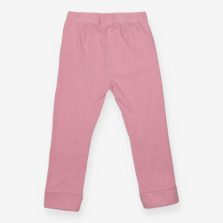 Leggings Pink Ribbed with Turnup
