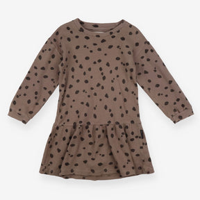 Dress Long Sleeved Brown with Black Spots