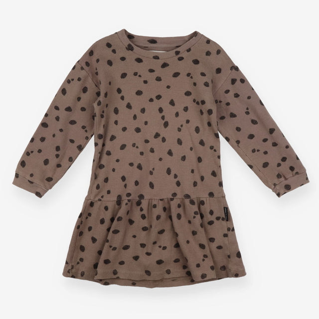 Dress Long Sleeved Brown with Black Spots