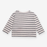 T-Shirt Long Sleeve White with Black Stripes