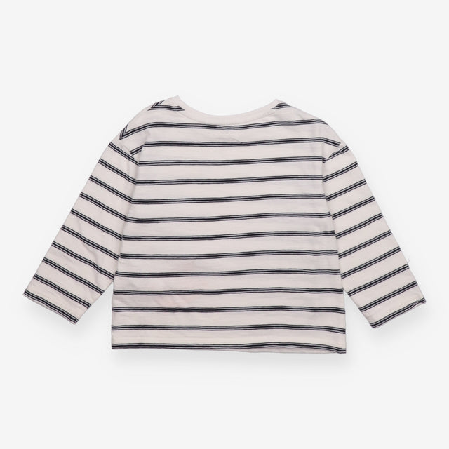 T-Shirt Long Sleeve White with Black Stripes
