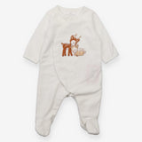 White Ribbed Deer Sleepsuit 