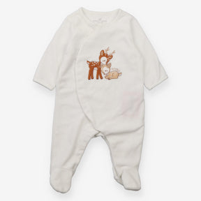 White Ribbed Deer Sleepsuit 