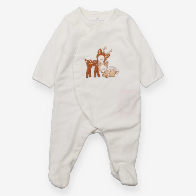 White Ribbed Deer Sleepsuit 