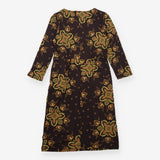 Jersey Dress Black Floral Print Stretch Viscose