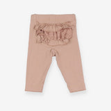 Dusky pink leggings with ruffle bottom