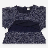 Nursing Dress Navy White Spot Floaty Sleeve Midi