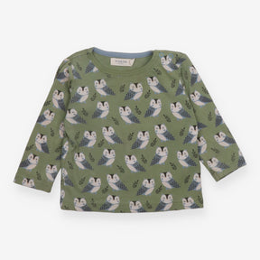 Tee LS green owls
