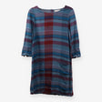 Blue Red Check Smock Dress Cotton Short Sleeve
