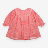 Coral gingham dress