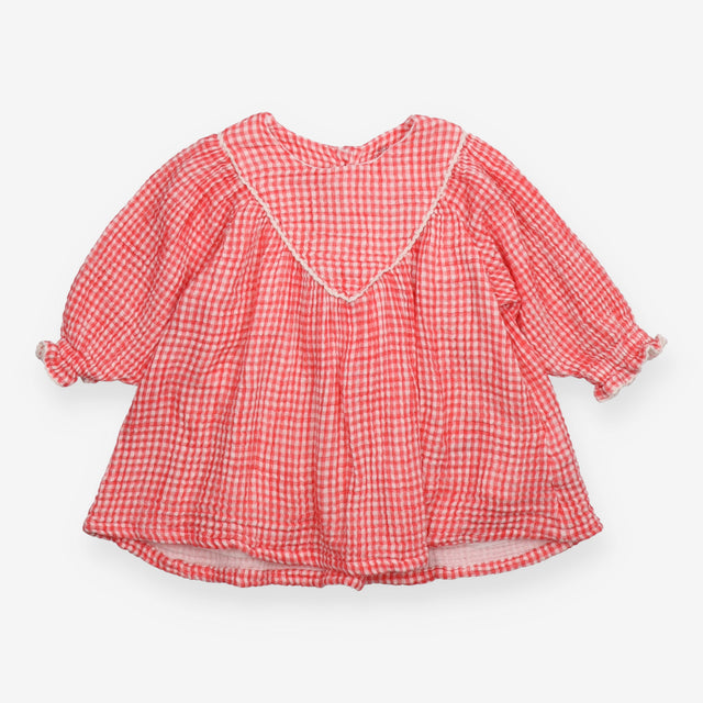 Coral gingham dress