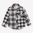 Shirt grey white check poppers flannel
