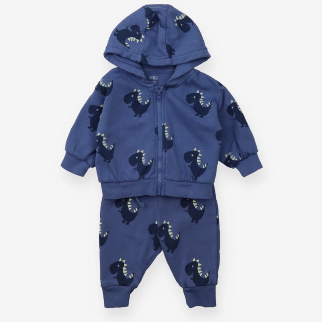 Outfit Hoodie and Joggers Blue Dinosaurs