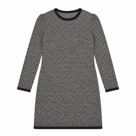Dress Knit Jacquard Geometric Black White