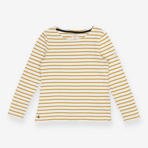 Joules Mustard Stripe Long Sleeve Top – 100% Cotto