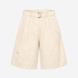 Culottes Belted Wide Leg Linen Blend Ivory Cream