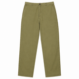 Trousers Cotton Linen Blend Pull On Olive Green