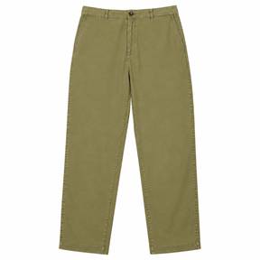Trousers Cotton Linen Blend Pull On Olive Green