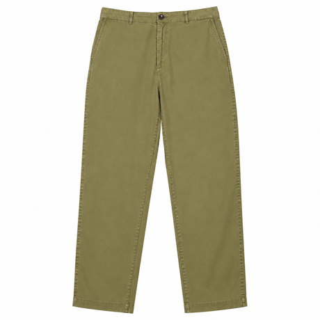 Trousers Cotton Linen Blend Pull On Olive Green