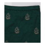 Dark Green Pinecone Embroidered Cotton A-Line Mini