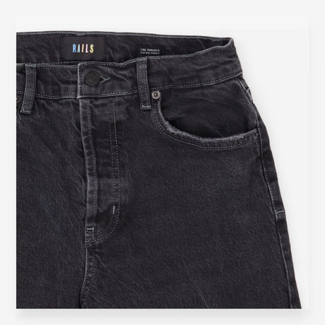 Topanga High-Rise Straight Leg Jeans in Washed Bla