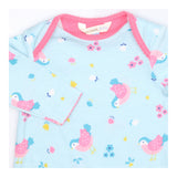 Blue Romper with Pink Birds