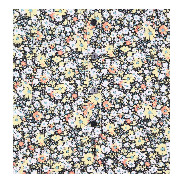 Black Ditsy Floral Button Front A-Line Midi Skirt