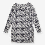 Navy White Jacquard Long Sleeve Dress