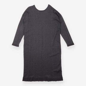 Midi Dress Knitted Long Sleeve Metallic Black