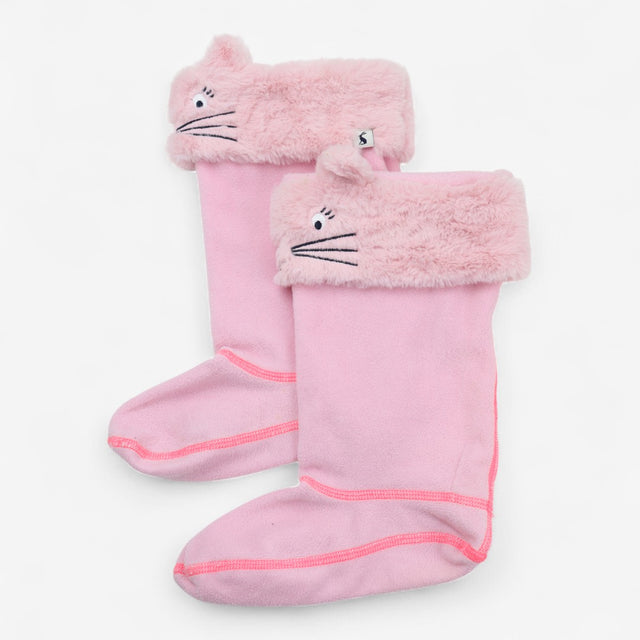 Welly socks pink fluffy cat faces