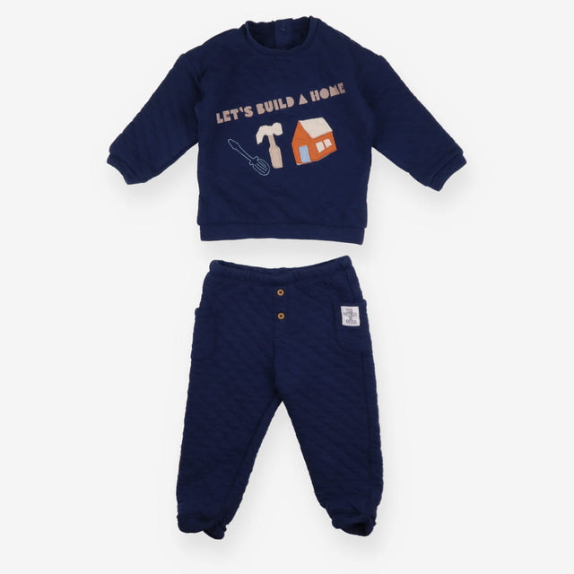 Jogger and Sweater Navy Quilted Let's Build A Home