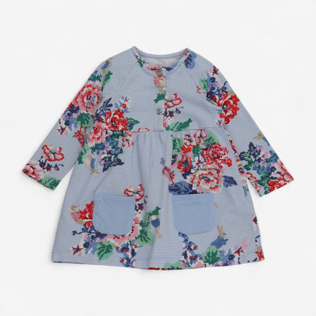Dress Jersey Long Sleeve Blue Stripe with Floral P