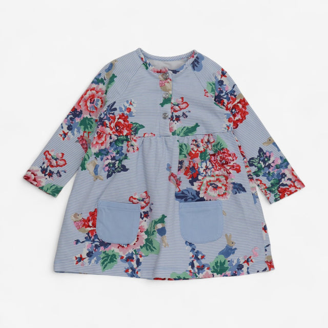 Dress Jersey Long Sleeve Blue Stripe with Floral P