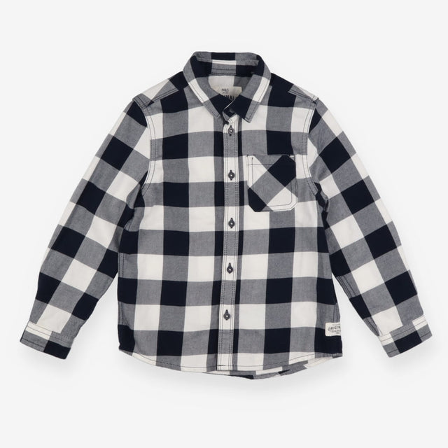 Shirt Flannel Tartan Check Black and White