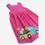 Dress Pink Cord with Applique Flower Truck