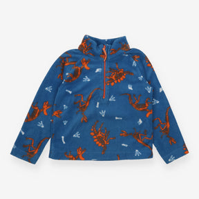 Sweater fleece 1/4 zip blue orange dino
