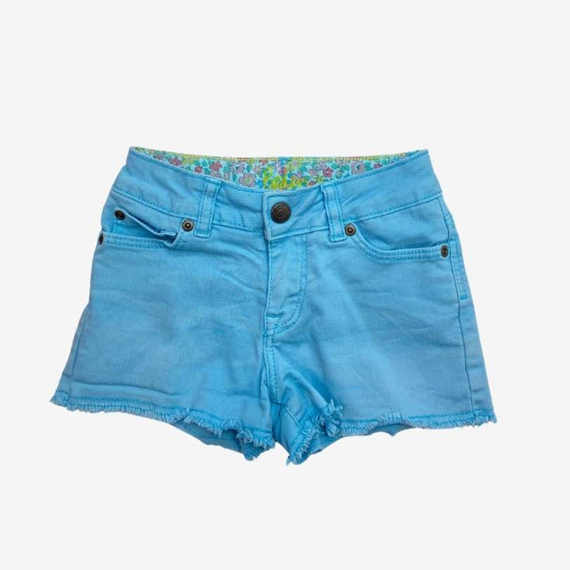 Blue Denim Frayed Shorts