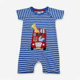 Romper blue striped animal bus